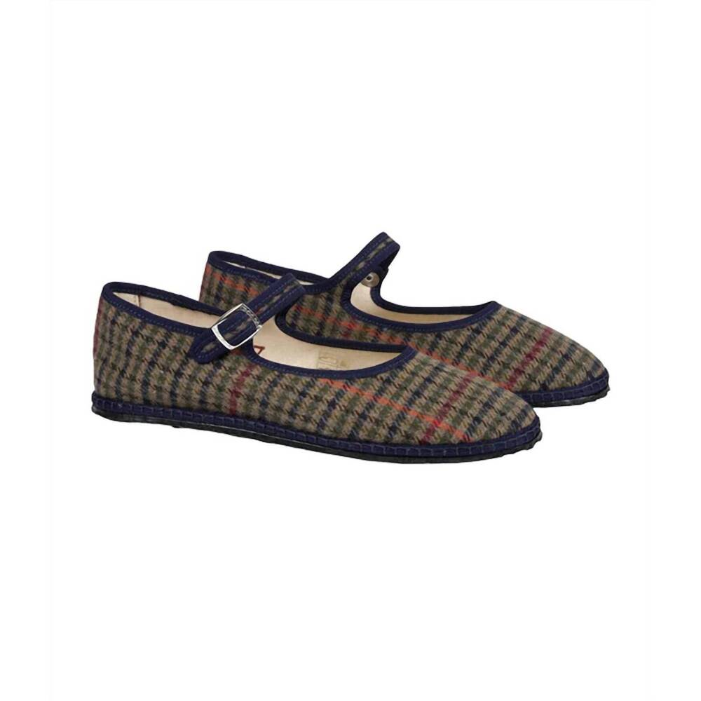NEW VIBI VENEZIA women's mary jane wool shoe in blue/green